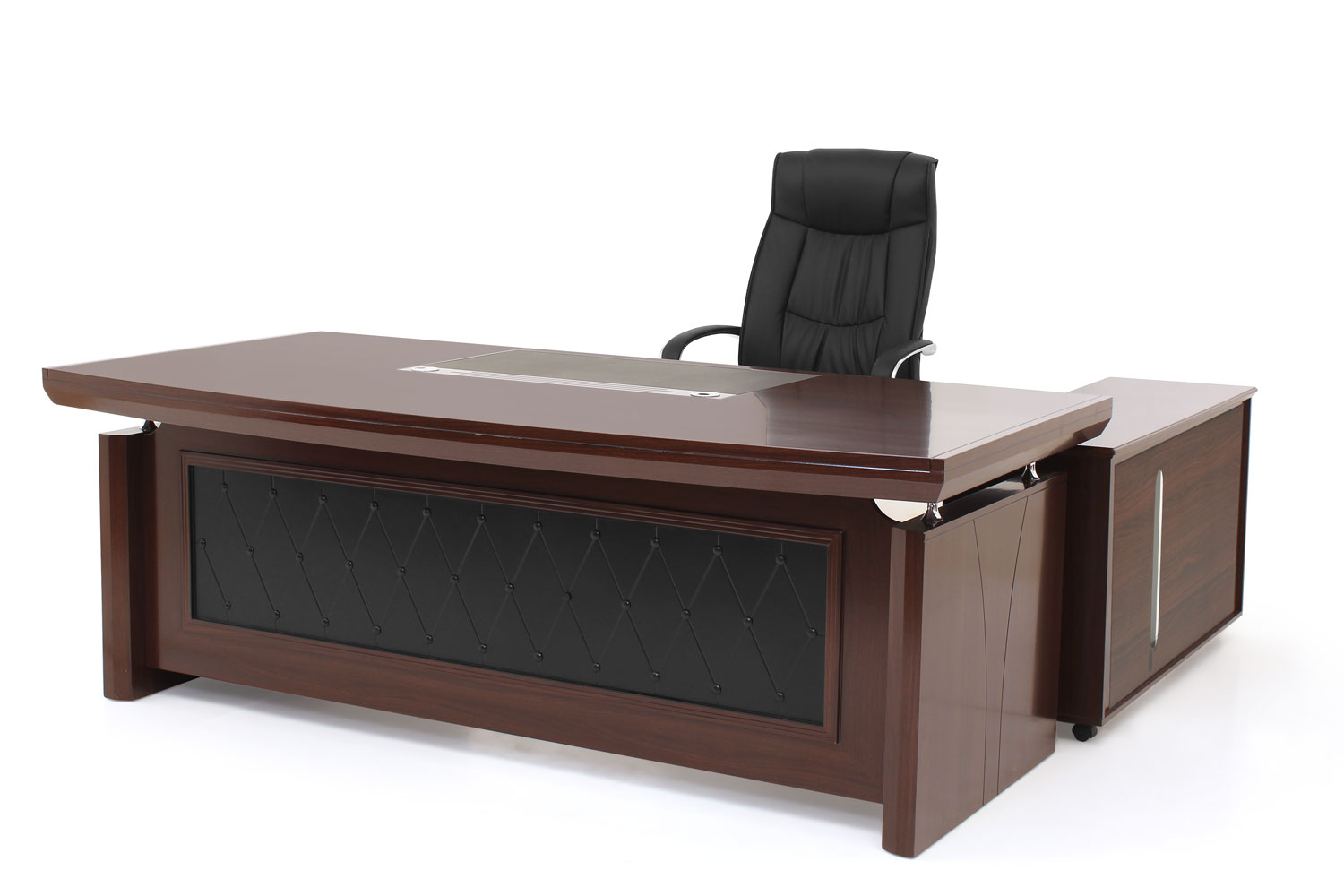 Executive curved Office table with a side file storage