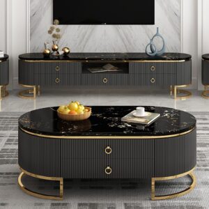 wooden TV cabinet multi-color set with center table