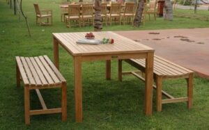 Teak Wood Dining Set with Bench Seating