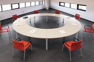 Luxurious Roundtable: Leather-Wrapped Circular Conference Table