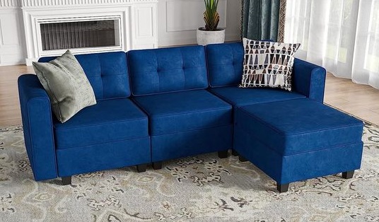 Armless Sectional Sofaset with Ottoman