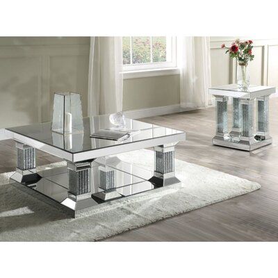 Square Glass Display Table with Built-in Shelves