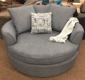 Linen Upholstered Loveseat with Rolled Back