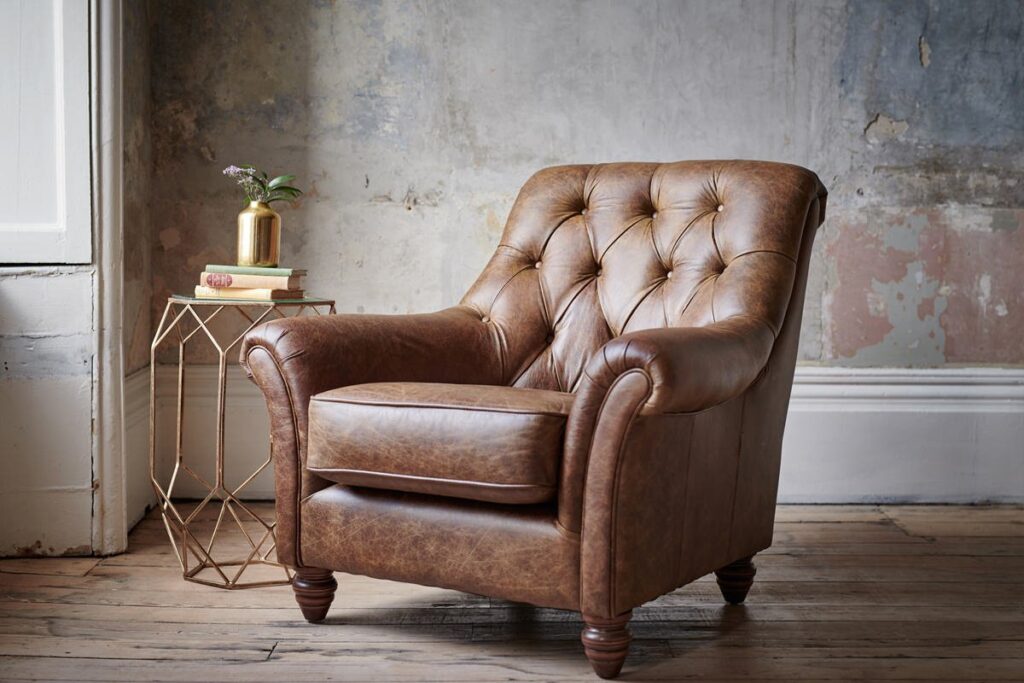 Classic Tufted Leather Slipper Chair