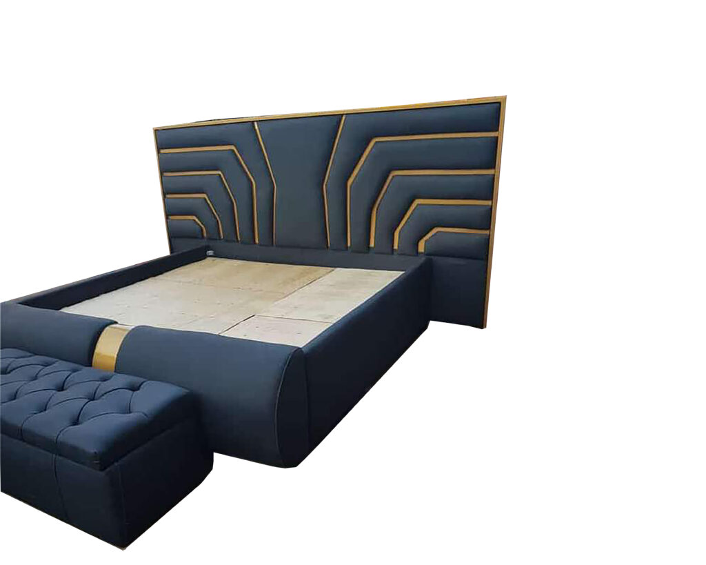 Upholstered King Size Bed with Tufted Headboard