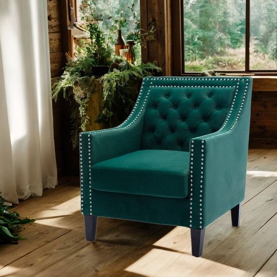 Velvet Barrel Accent Arm Chair