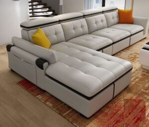 L-Shaped Sofaset with Adjustable Headrests