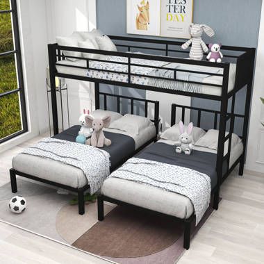 Wooden Twin Over Full Bunk Bed with Staircase