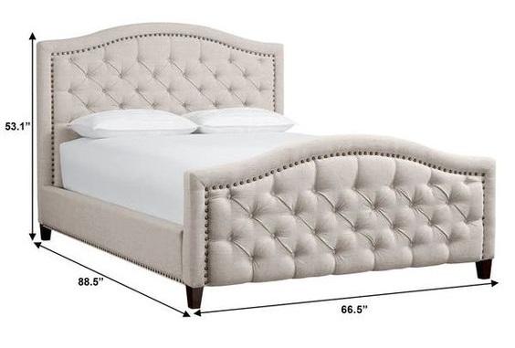 Upholstered Panel Bed with Nailhead Trim