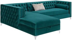 Tufted Back Velvet Sofaset with Angled Legs