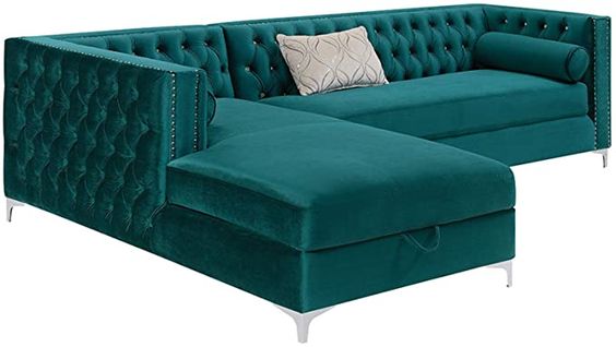 Tufted Back Velvet Sofaset with Angled Legs
