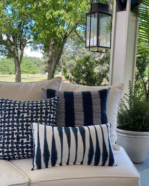 Blue and White Outdoor Pillow Covers