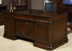 Executive Solid Wood Office Table with Inlay Details