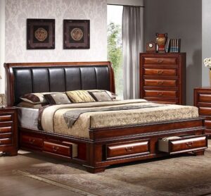 Espresso Finish Sleigh Bed with Storage Drawers
