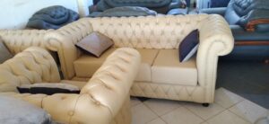Classic Leather Chesterfield Sofa Set