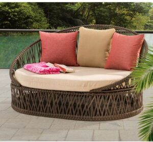 Outdoor Fiber Sofaset with Weather-Resistant Cushions
