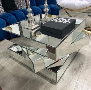 Rectangular Glass Coffee Table with Metal Base