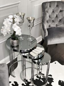 Glass Console Table with Geometric Design