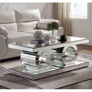 Square Glass Display Table with Built-in Shelves
