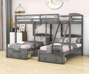 Triple Sleeper Bunk Bed with Storage Drawers