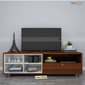 Classic Wood TV Stand with Glass Doors