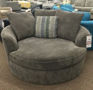 Linen Upholstered Loveseat with Rolled Back
