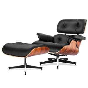 Eames-Inspired Leather Lounge Chair and Ottoman