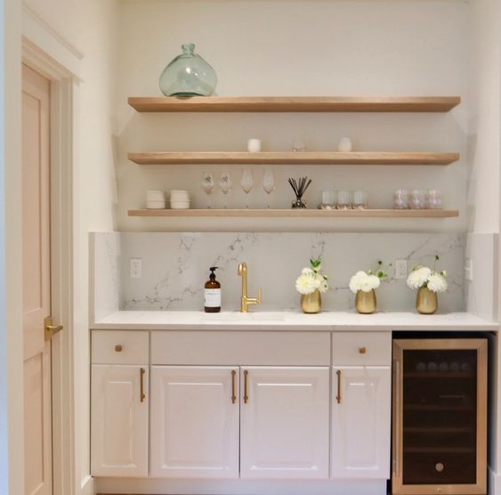 Floating Wall-Mounted Sideboard with Open Shelves