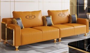 Faux Leather Sofaset with Pillow Top Arms