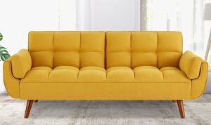 Mid-Century Modern Futon Sofaset with Tufted Detailing