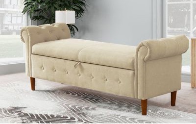 Mid-Century Upholstered Storage Bench
