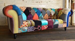 Velvet chesterfield English Roll Arm Sofaset for Opulent Comfort