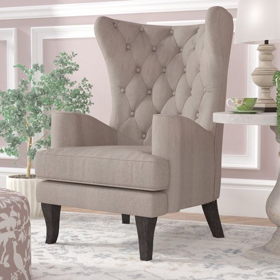 Classic Wingback Arm Chair in Earthy Tones