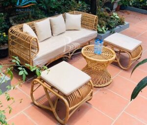 Rattan Lounge Chair with Cushions