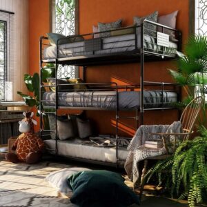 Contemporary Black Metal Triple Sleeper Bed