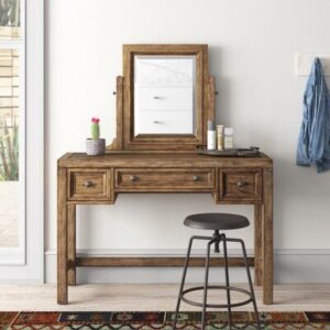 Coastal Style Vanity Table with Weathered Wood Finish