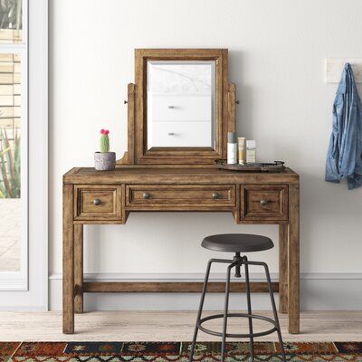 Coastal Style Vanity Table with Weathered Wood Finish