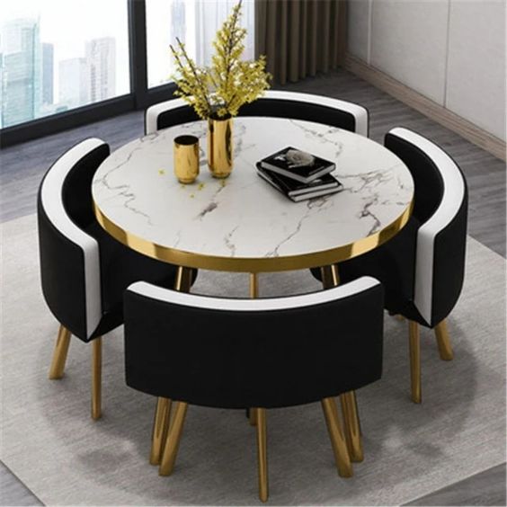 Combine Dining Table with Metal Chairs 