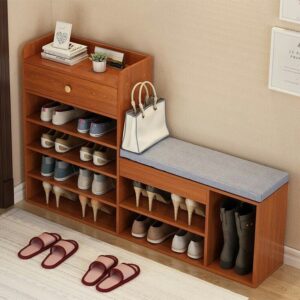 Wooden Shoe Rack Bench with Storage Drawers
