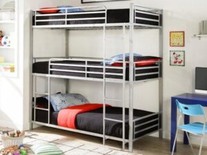 Space-Saving Silver Metal Triple Loft Bed