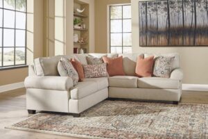 Linen Upholstered English Roll Arm Sectional for Casual Elegance