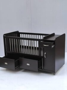 Farmhouse Style Convertible Baby Cot with Storage Drawers