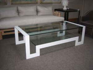 Rectangular Glass Coffee Table with Metal Base