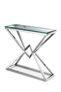 Glass Console Table with Geometric Design