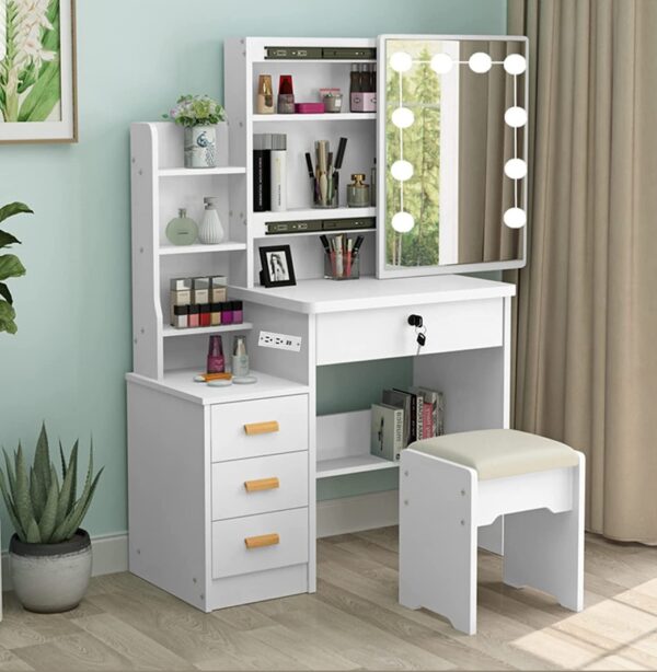 Dressing mirror with sliding glass
