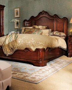 Cherry Wood Sleigh Bed with Carved Details