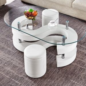 Oval Glass End Table with Wooden Legs