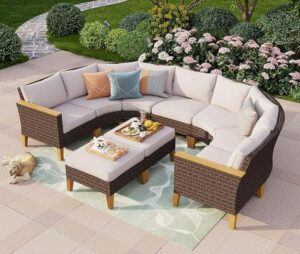 Curved Outdoor Sofa Set with All-Weather Wicker