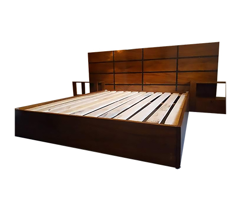 The Rustic Charm Wooden Platform Bed