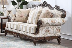 Camelback Loveseat with Claw Feet and Floral Upholstery